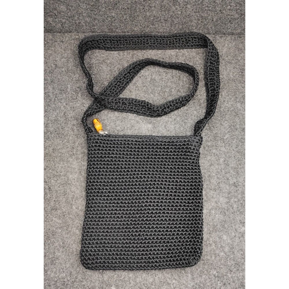 The SAK Woven Crochet Crossbody Shoulder Bag Boho Small Black